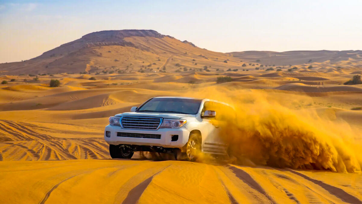 Desert Safari with BBQ Dinner, Camel Ride & Sandboarding